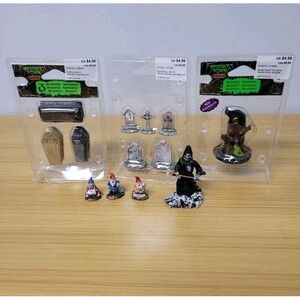 Lemax Spooky Town Accessories Woods Tree Stump Deadly Grim Reaper Gnomes Coffins
